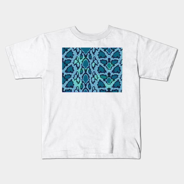 Snake Skin Blue Kids T-Shirt by denip